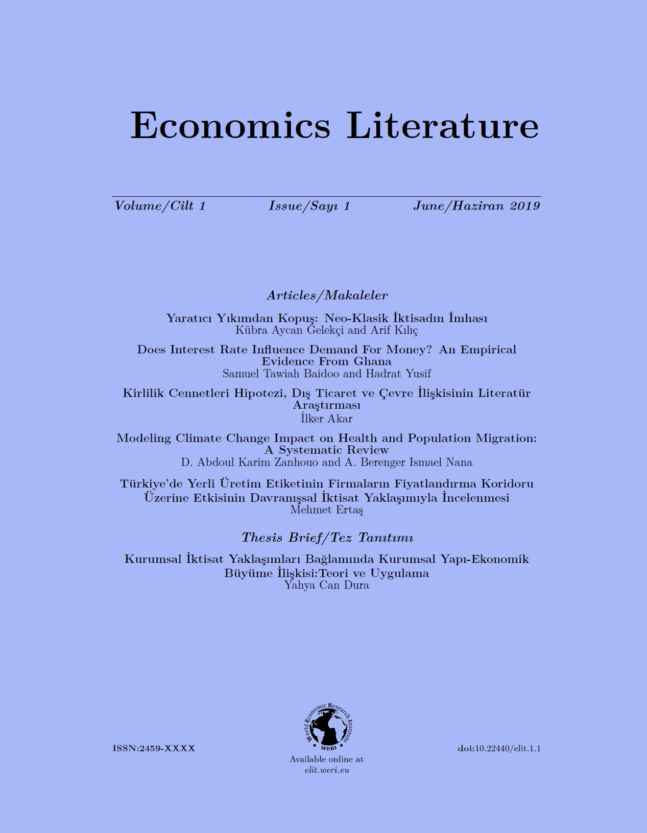 Economics Literature Vol 1 Issue 1